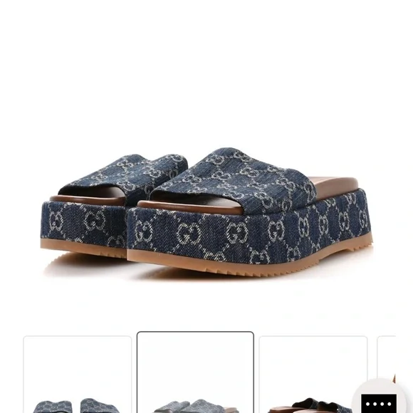 Gucci Denim Logo Slide Sandals. Size 8 - Picture 4 of 7